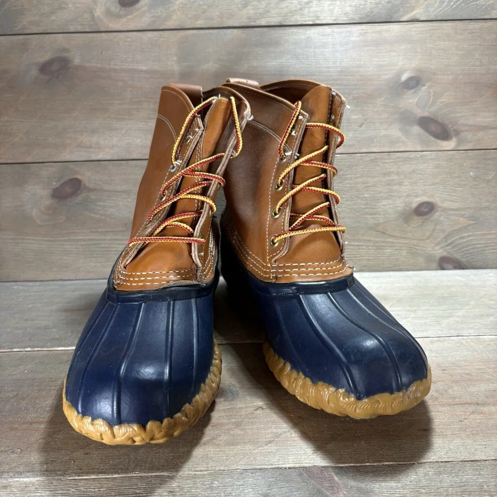 vintage ll bean duck boots womens size 9 shoes brown blue hunting winter rain